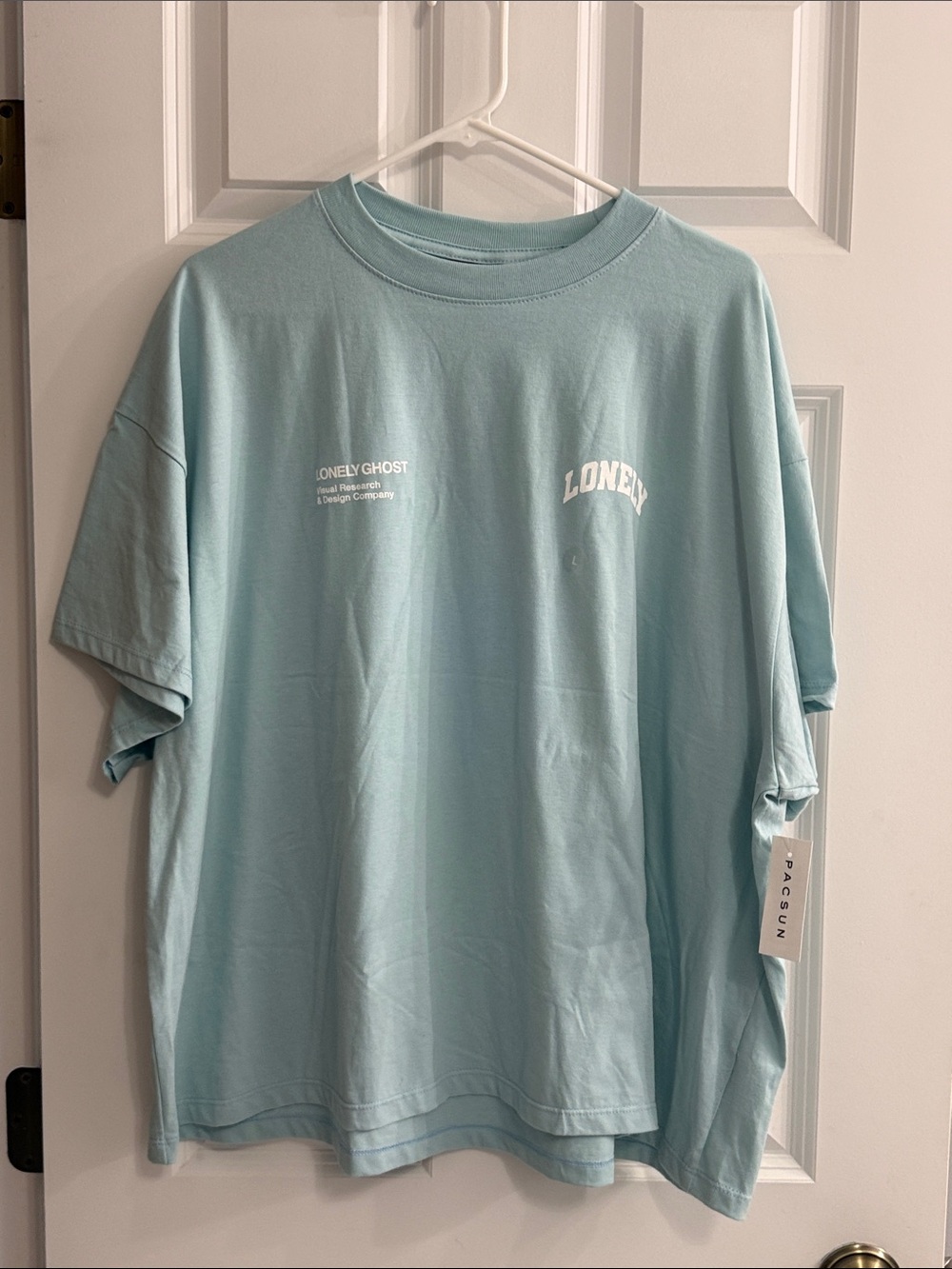LONELY GHOST Pale Aqua Short Sleeve Graphic Tee NWT